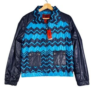 Missoni for Target Blue Zig Zag Chevron Puffer Long sleeve Jacket Size Medium